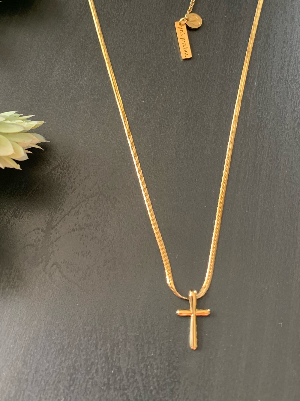 Hey Harper Faith Herringbone Chain Necklace in Gold